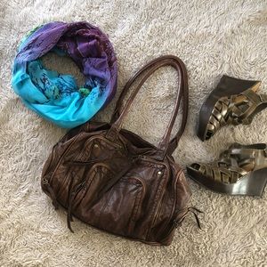 Brown Sachel Purse w/ Pockets